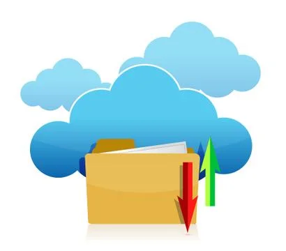 Cloud computing and folder upload illustration Stock Illustration