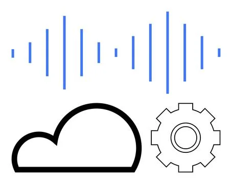 Cloud Computing and Gear with Audio Wave Technology and Data Synchronization Stock Illustration
