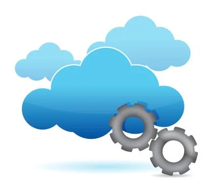 Cloud computing and gear illustration design over white Stock Illustration