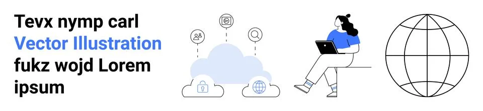 Cloud Computing and Global Connectivity with Female Professional Working Onli Stock Illustration