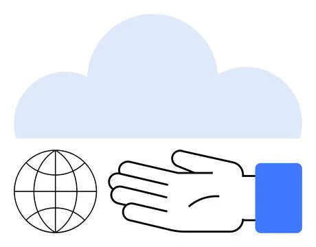 Cloud Computing and Global Connectivity Concept with Cloud, Globe, and Help.. Stock Illustration