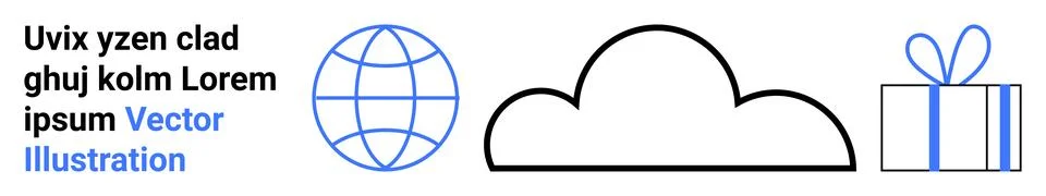 Cloud Computing and Global Connectivity with Gift Concept in Minimalist Style Stock Illustration