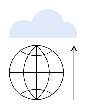Cloud Computing and Global Connectivity Symbolized by Globe and Arrow Stock Illustration