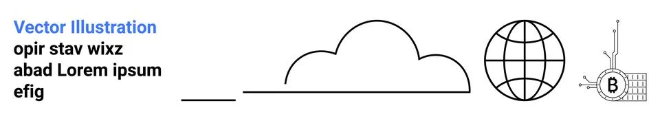 Cloud Computing and Global Network Concept with Blockchain Elements Stock Illustration