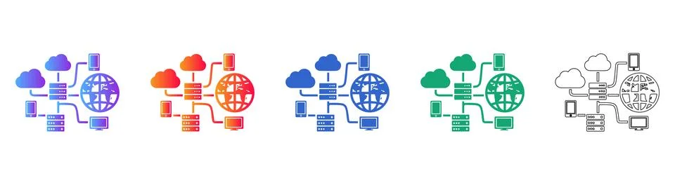 Cloud Computing and Global Network Connectivity Icons イラスト素材