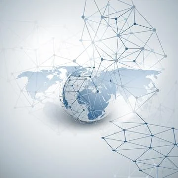 Cloud Computing and Global Networks Concept Design with Earth Globe, World .. Stock Illustration