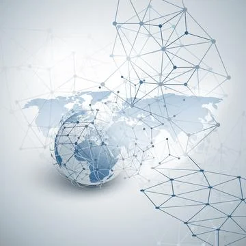 Cloud Computing and Global Networks Concept Design with Earth Globe, World .. Stock Illustration