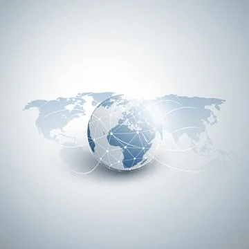 Cloud Computing and Global Networks, Trading Concept Design with Earth Glob.. Stock Illustration