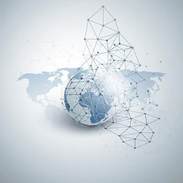 Cloud Computing and Global Networks Concept Design with Earth Globe, World .. Stock Illustration