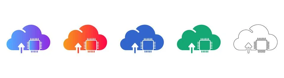 Cloud Computing and Hardware Integration Icons 库存插图
