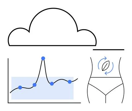 Cloud Computing and Health Data Integration with Graph and Motion Icons 스톡 일러스트