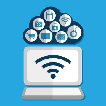 Cloud computing and hosting design Stock Illustration