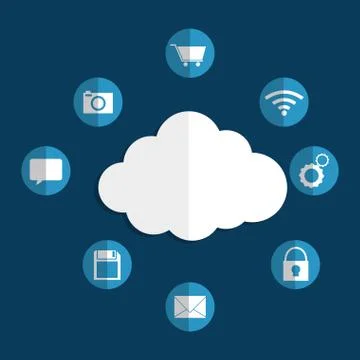 Cloud computing and hosting design 스톡 일러스트