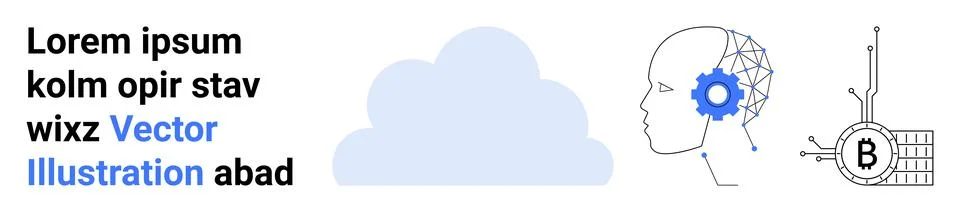 Cloud Computing and Human-Machine Interaction with Blockchain Technology Stock Illustration