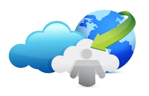 Cloud computing and icon illustration design over white Stock Illustration