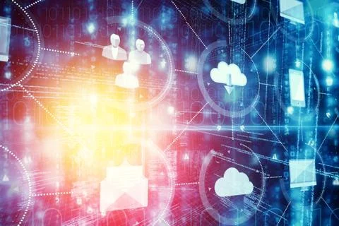 Cloud computing and icons 3d Stock Illustration