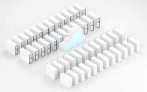 Cloud computing and information devices, 3d rendering. Stock Illustration