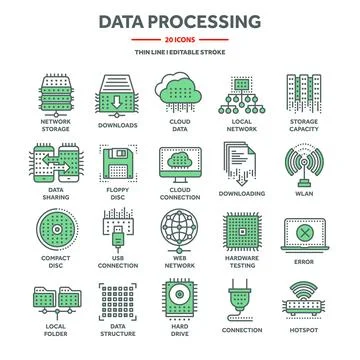 Cloud computing and internet technology, database remote access. Web hosting Illustrazione stock