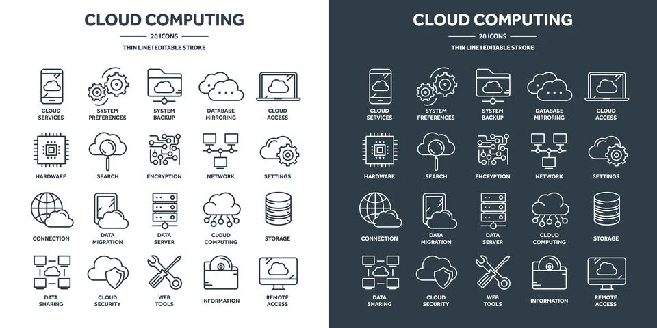 Cloud computing and internet technology, database remote access. Web hosting Stock Illustration