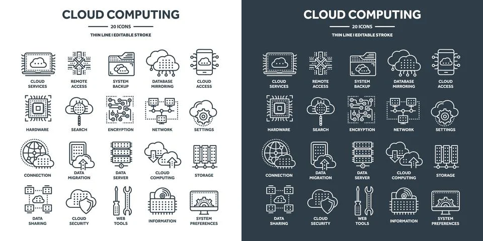 Cloud computing and internet technology, database remote access. Web hosting Stock Illustration