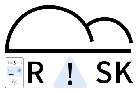 Cloud Computing and IoT Representing Risk with Exclamation Mark in Triangle Stock-Illustration