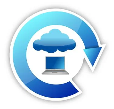 Cloud computing and laptop cycle illustration design Stock Illustration