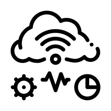 Cloud computing and machine learning line icon vector illustration Stock Illustration