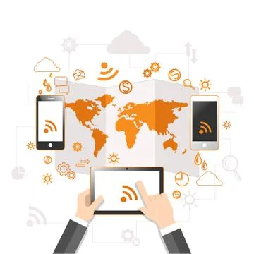 Cloud computing and mobile communication concept Illustrazione stock