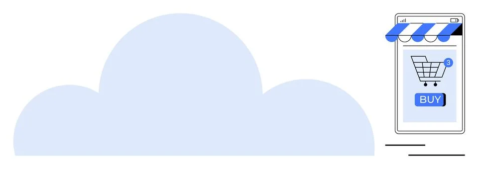 Cloud Computing and Mobile Online Shopping Concept 스톡 일러스트
