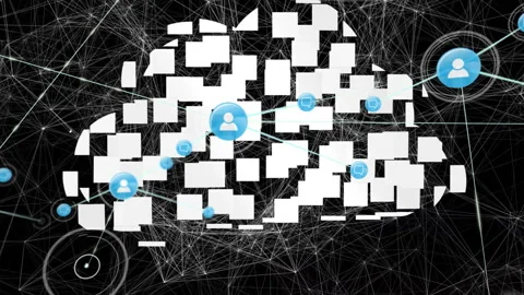 Cloud computing and network connections animation over digital grid background Stock Footage 303793119