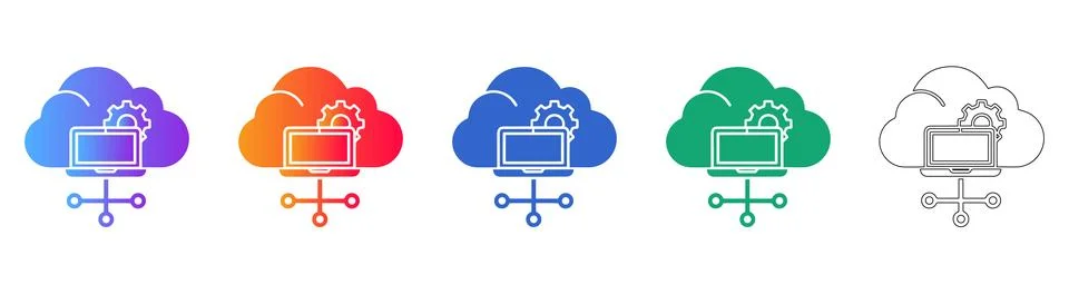 Cloud Computing and Network Management Icons Illustrazione stock