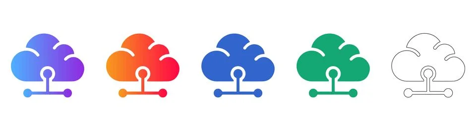 Cloud Computing and Network Storage Icons 库存插图