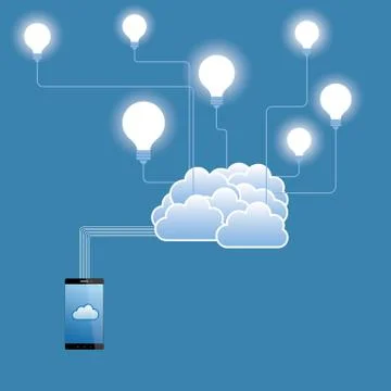 Cloud computing and networking design concept.The background is blue. イラスト素材