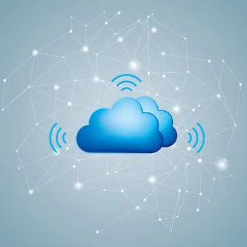 Cloud computing and networking design concept.The background is gray. Stock Illustration