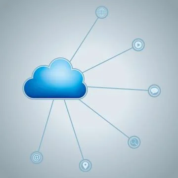 Cloud computing and networking design concept.The background is gray. Stock Illustration