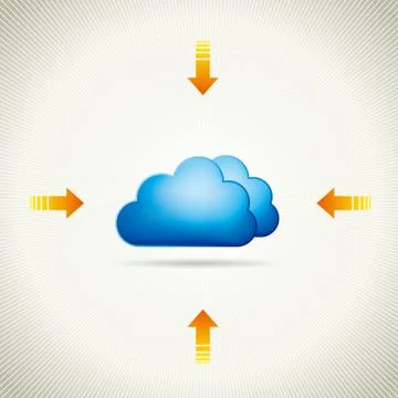 Cloud computing and networking design concept, Stock Illustration