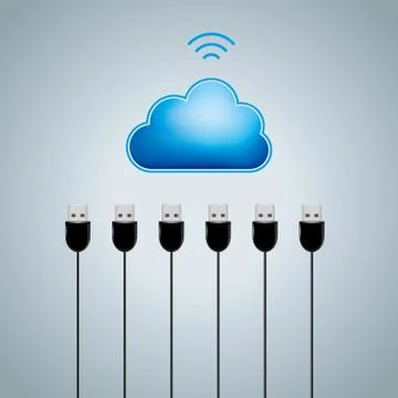 Cloud computing and networking design concept, Data sharing concept design. Stock Illustration