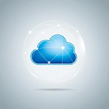 Cloud computing and networking design concept, Data sharing concept design. Stock Illustration