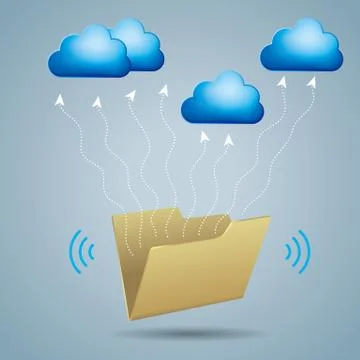 Cloud computing and networking design concept, Data sharing concept design. イラスト素材