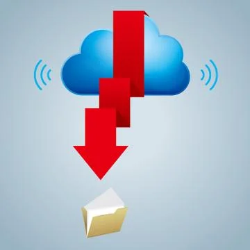 Cloud computing and networking design concept, Data download concept. Stock Illustration