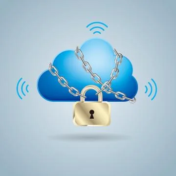 Cloud computing and networking design concept, Locked cloud symbol. Stock Illustration