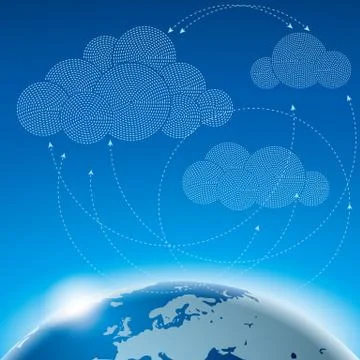 Cloud computing and networking design concept Stock Illustration