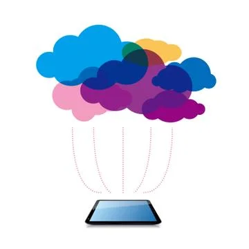 Cloud computing and networking design concept,Cloud symbol on the tablet Stock Illustration