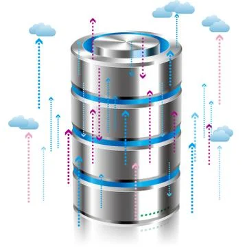 Cloud computing and networking design concept, Data sharing concept design. Stock Illustration