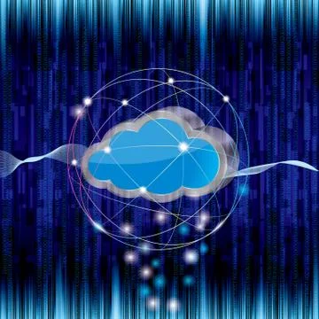 Cloud computing and networking design concept, Data sharing concept design. 库存插图