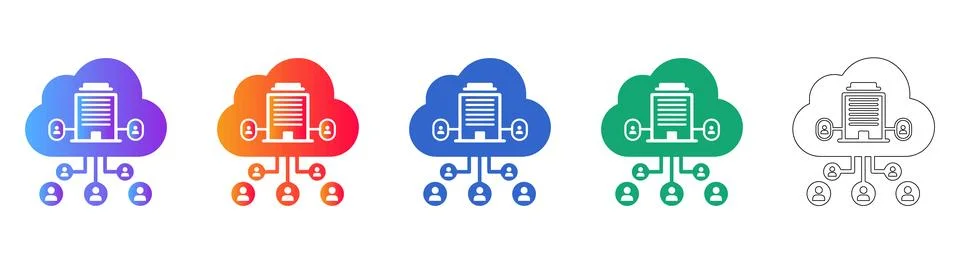 Cloud Computing and Networking Infrastructure Icon Set Stock Illustration