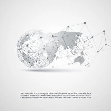 Cloud Computing and Networks Concept with World Map, Earth Globe Stock Illustration