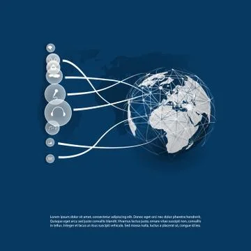 Cloud Computing and Networks Concept Design with App Icons, Earth Globe イラスト素材