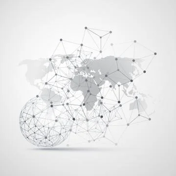 Cloud Computing and Networks Concept with World Map, Globe Stock Illustration