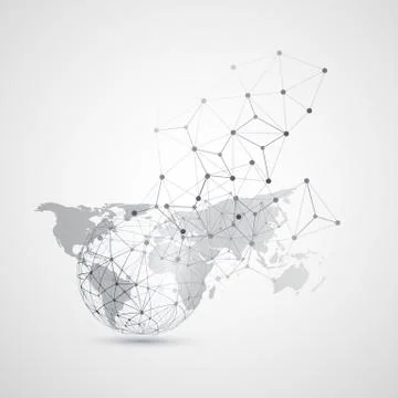 Cloud Computing and Networks Concept with World Map, Globe 库存插图